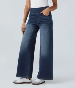 Halara Flex High Waisted Multiple Pockets Baggy Wide Leg Washed Stretchy Knit Casual Jeans   #TikTokShopHolidayHaul