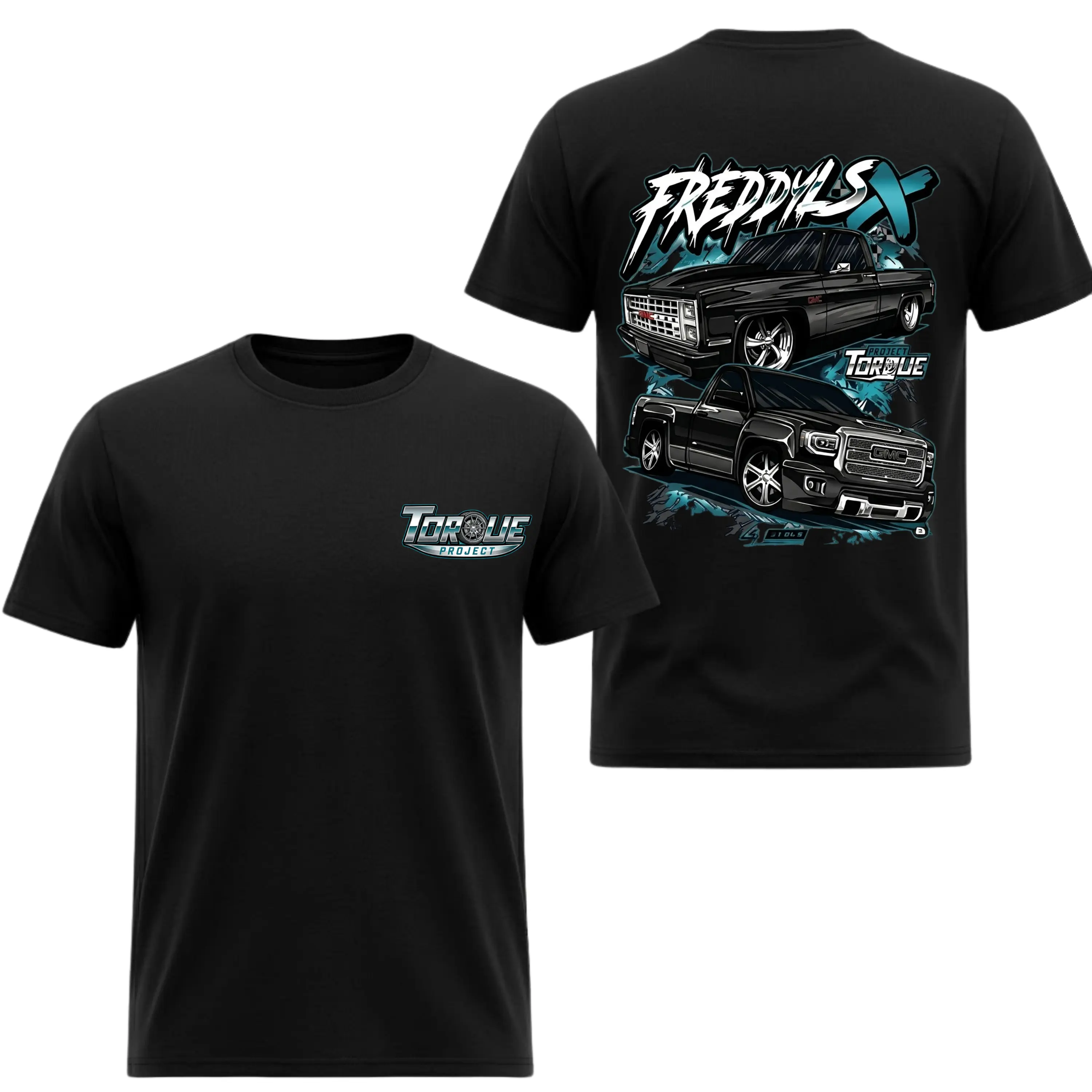 Freddy LSX Project Torque Lowered Truck T-Shirt, 2 Sides, Bagged GMC Street Truck Graphic Tee