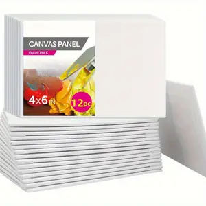 12pcs, Painting Canvas Panels 10x10cm, Art Painting Board Bulk for Oil, Acrylic, Gouache, Tempera, Flow Pouring Paint, Art Supplies, Creative Supplies, Canvas Boards for Painting, White Blank Canvas Boards for Acrylic, Oil Paints