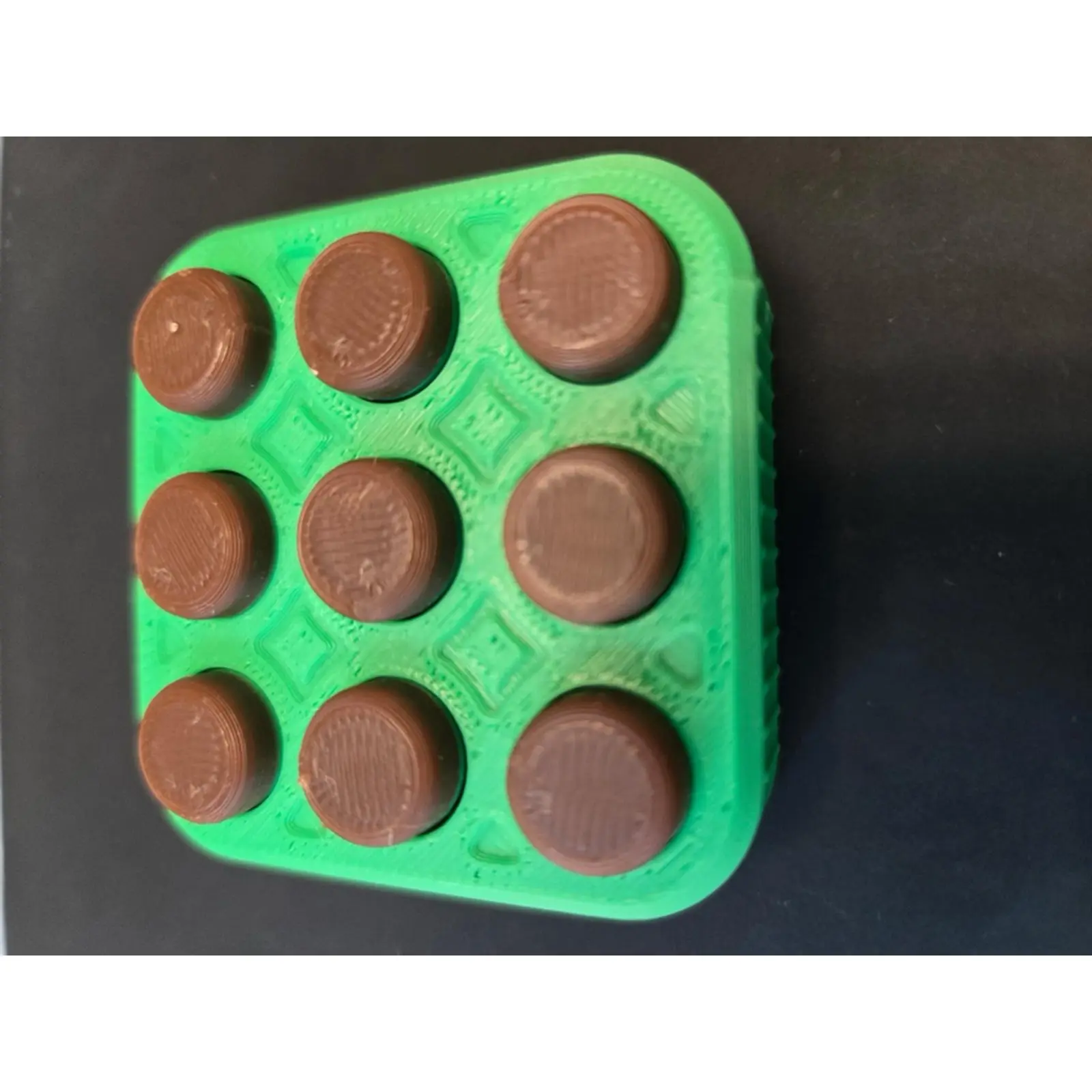 Stress Pop It - Green base with 12 Brown Circles for Stress Relief and Relaxation