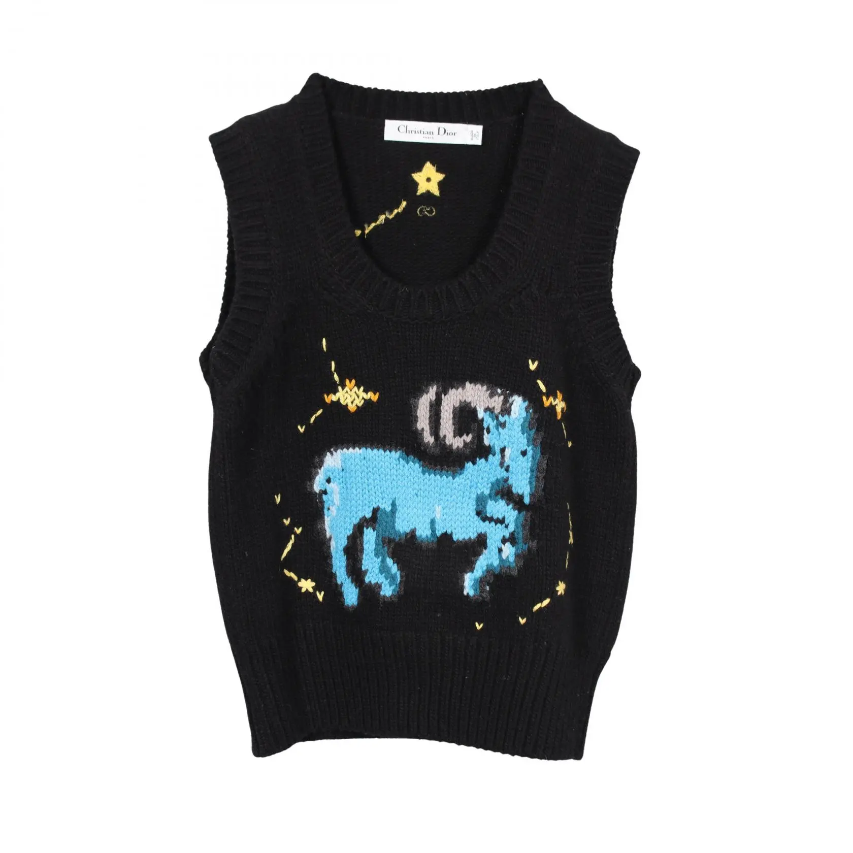 Pre-owned Dior Wool Small Leather Goods Constellation Cashmere Knit Vest