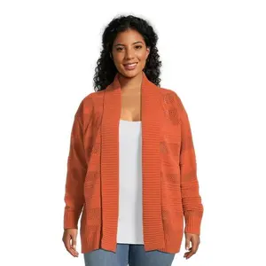 Terra & Sky Women's Plus Size Chenille Shawl Cardigan Sweater, Midweight