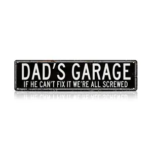 Dad’s Garage Metal Tin Sign (16*4 Inch) – Novelty Street Sign, Home Decor, Decorative Plaque, Decorative Wall Sign for Home Farmhouse Garage, Living Room Decor, Vintage Garage Signs