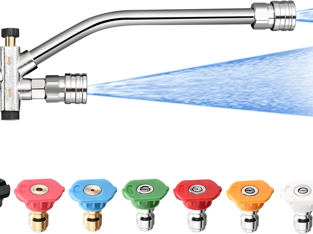 Foam Cannon Dual Connector Accessory,Pressure Washer Double Tip Attachment for Foam Blaster with 7 Power Washer Sprayer Nozzles, 1/4" Quick Connect, 3600 PSI