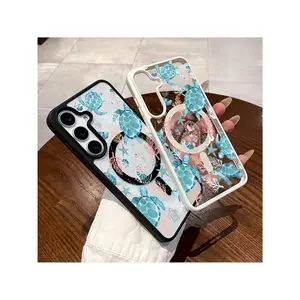 Ocean Themed Turtle Print Magnetic Protective Phone Case Compatible iPhone 17 ProMax / 16 ProMax / 15 ProMax / 14 ProMax / 13 ProMax y Samsung Galaxy S26 Ultra / S25 Ultra / S24 Ultra / S23 Ultra / S22 Ultra