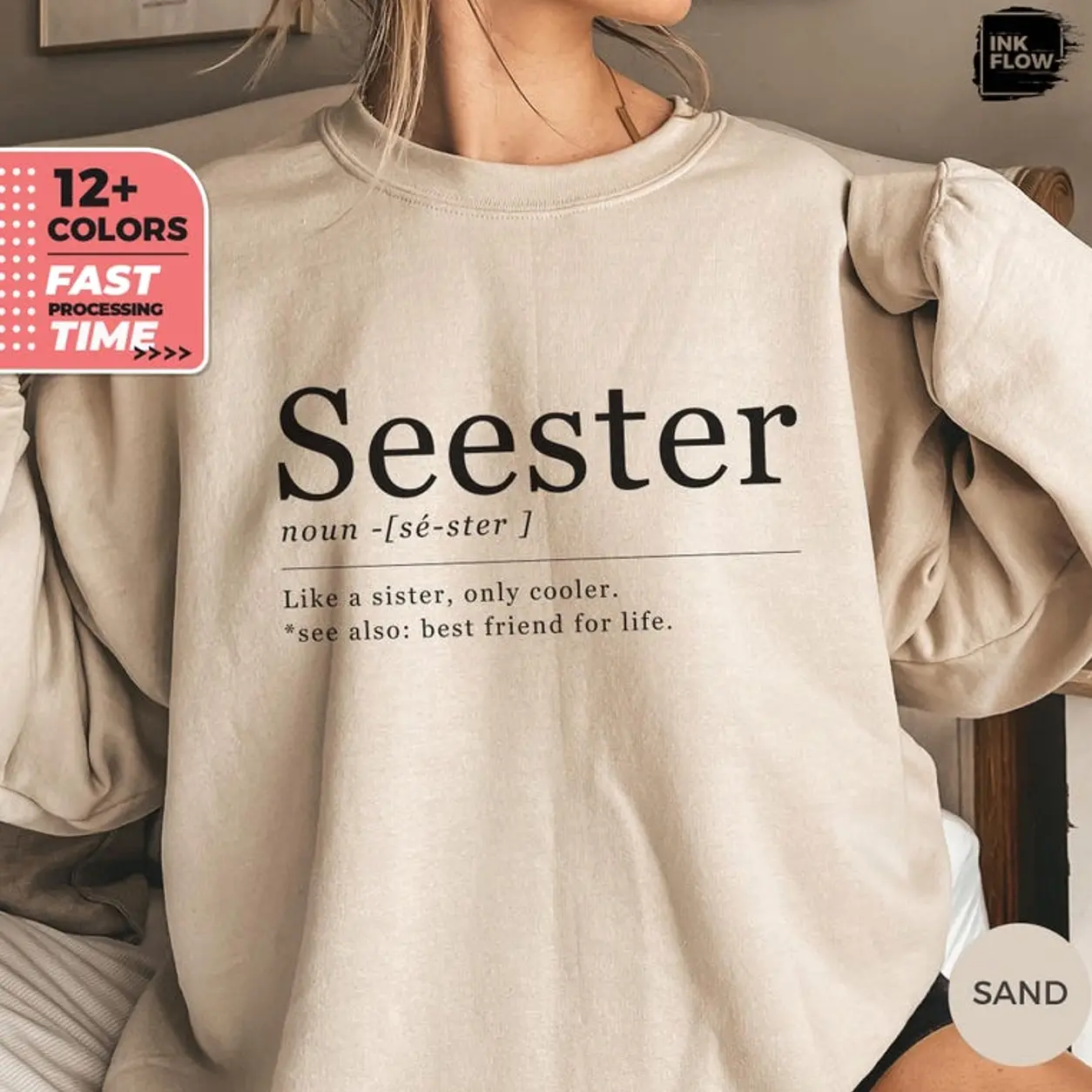 Funny Seester Definition Sweatshirt, Sarcastic Birthday Sweater, Best Sister Gift, Cute Little Sister Hoodie, Best Friends, BBF Birthday Top