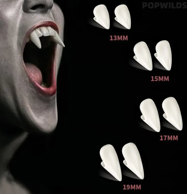 Realistic resin dentures for Halloween parties and pranks, including vampire fangs, zombie teeth and tiger teeth. These glowing decorative tooth braces are fun makeup props, vivid in detail, perfect for themed parties and spooky costume looks.