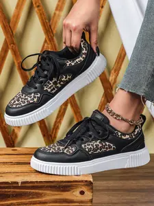 Women's Leopard Print Low-Top Sneakers, Casual Comfortable Walking Shoes for Daily Wear & Travel, Lightweight Breathable Design