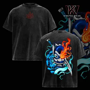 Avatar The Last Airbender Zuko Blue Spirit Mask T-Shirt Anime Graphic Tee Vintage Streetwear Unisex Oversize Heavyweight Cotton T Shirt Gift For Anime Fan Anime Double Printed Washed Tee