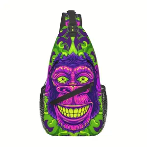 Crossbody Chest Bag Hiking Cartoon Colorful Gorilla Portrait Shoulder Bag Folding Large Capacity Fashion Durable Can Be Used For Shopping, Leisure Travel Beach Bag Fishing Backpack Travel Accessories Must Have Backpack For School Back Christmas Gifts