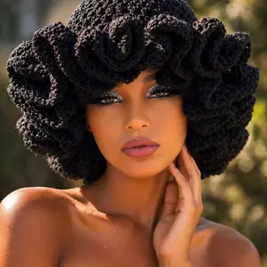 Crochet Ruffle Hat - Soft Crochet Material, Bucket Hat, Ideal for Everyday Wear, Comfortable and Stylish Design