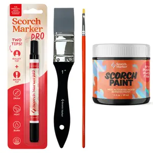 Beginner Bundle - Heat Activated Wood Burning Kit - Scorch Marker, Scorch Paint, 2 brushes