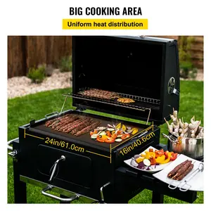 Carbon Steel Griddle, 16" x 24" Griddle Flat Top Plate, Griddle for Gril with 2 Handles, Rectangular Flat Top Grill with Extra Drain Hole for Tailgating and Parties Oil Stove