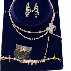 Luxury Gold-Plated Butterfly Jewelry Set – Necklace, Earrings, Bracelet & Ring
