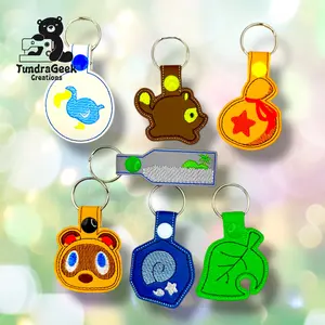 Animal Crossing-Themed Embroidered Vinyl Keychains