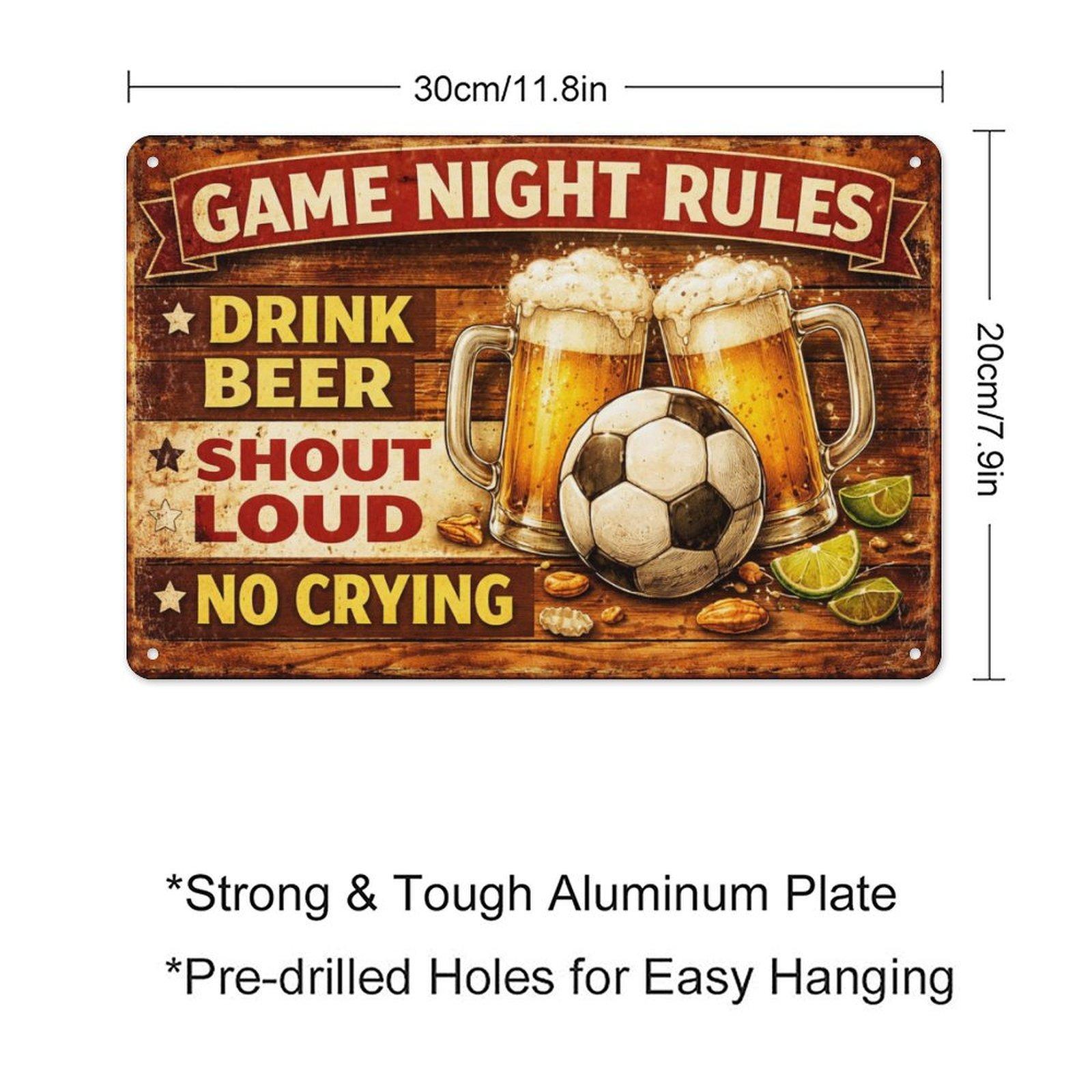 Funny Soccer Bar Metal Sign 12x8 Inch Vintage Retro Wall Decor Game Night Rules Beer Party Gift for Men Cave