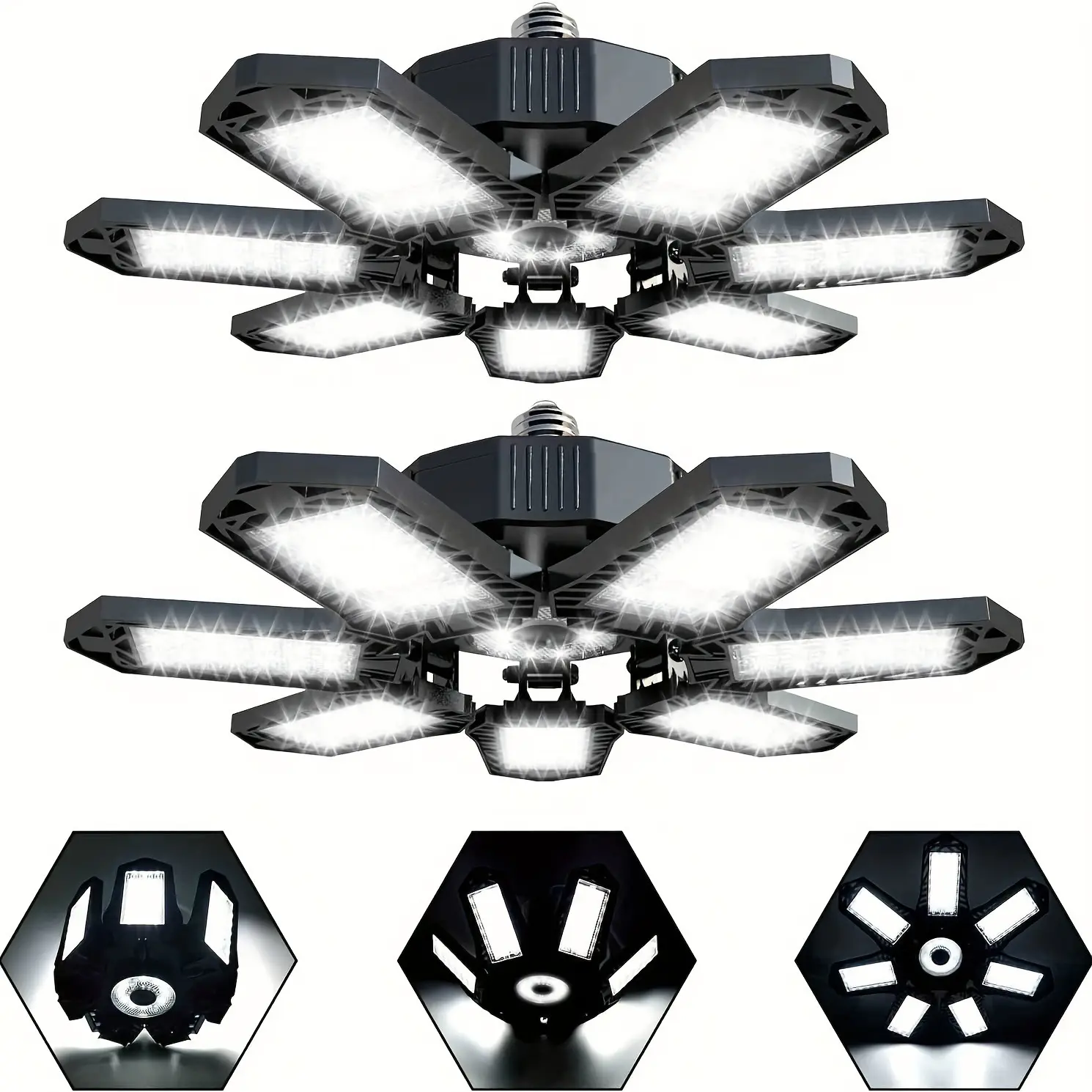 FOLDABLE GARAGE LIGHT Deformable Bright Shop Ceiling Bulb Lamps Barn Warehouse Garage Foldable 7+1 Panel Work Light Easy Installation