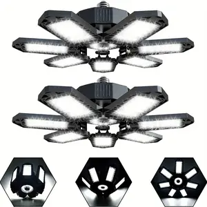 LED Garage Light 160W Deformable Bright Shop Ceiling Bulb Lamps, Led Workshop Ceiling Light, E26/E27 6500k Daylight Ultra Bright Garage Lighting, Deformable 7+1 Adjustable Panels Basement Bulb For Barn, Warehouse, Garage