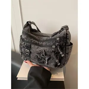 Casual and fashionable multi pocket star pattern design bag Embellished Shoulder Bag can be worn on one shoulder or diagonally