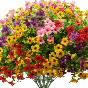 Mixed Color UV Resistant Artificial Flowers 6/12/24 Pcs, Outdoor Indoor Fake Flowers for Home Garden Yard Wedding Party Decoration