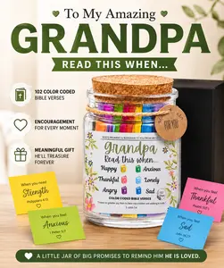 Read Me When Bible Verse Jar for Grandpa – Bible Verse Cards for Faith, Encouragement and Prayer, Christian Gifts for Grandpa, Birthday Gift for Men