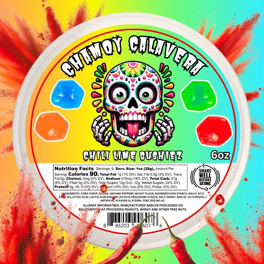 Chili Lime Gushiez 6oz Jar Spicy Candy Snack mexican candy | Chamoy Calavera gushers enchilados Enchilado tiktok trend item spicy candy