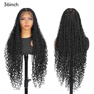 SuperNova Exclusive 36inch Full Lace Knotless Boho Braided Wig with Curly Ends All Around Baby Hair Glueless Must Have Style