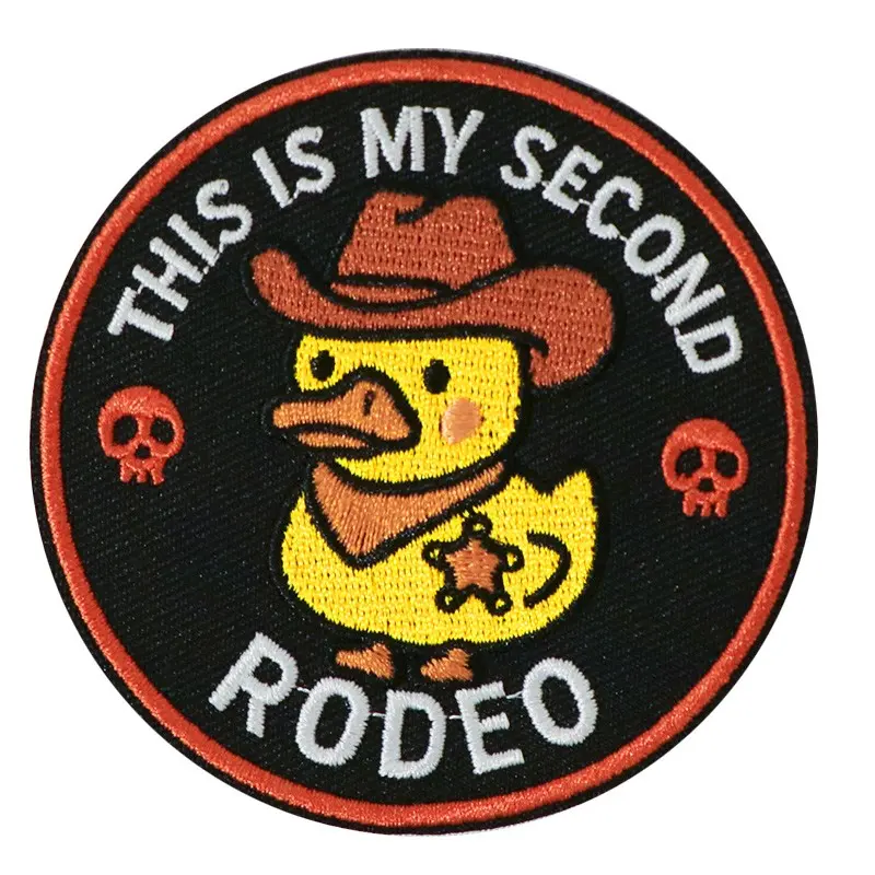 Cute Duck Embroidered Patch, Western Embroidery, Geometric Embroidery Design, Back Adhesive Iron-On, Suitable for Clothes Jackets Hats Accessories, Embroidery Patches, This Is My Second Rodeo Design