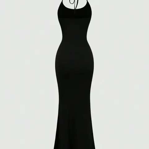 Women's Sexy Long Dress Bodycon Floor Length, Casual Sleeveless Fitted Basic Plain Design, Comfortable Chic Trendy City Youth Travel Wear, Versatile Vintage Style, Minimalist