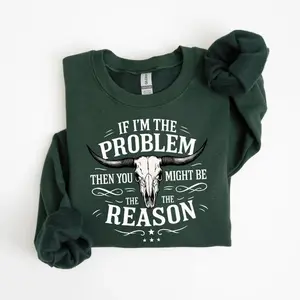 If I’m the Problem Then You Might Be the Reason Sweatshirt, Retro Western Quote Crewneck, Country Concert Outfit, Vintage Graphic Top