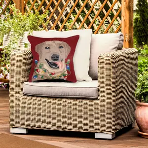 Lush Decor FRONTPORCH Indoor/Outdoor Handmade Pillow - Transitional Graphic Casual Animal Accent  (Happy Holidays)