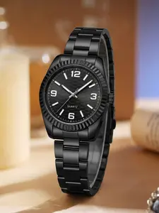 Elegant Quartz Watch with Round Analog Face, Sleek Alloy Case, Steel Strap, Precision Movement, All Seasons Wear