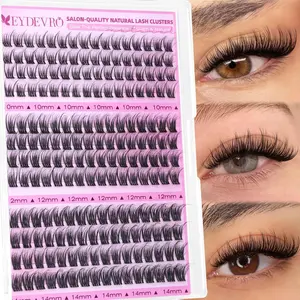 EYDEVRO Wispy Lash Clusters 10-12-14mm Eyelash Clusters Natural Cluster Lashes Pestañas Postizas Naturales Short Wispy Cluster Eyelash Extensions Fluffy Salon-quality DIY Lash Extensions at Home