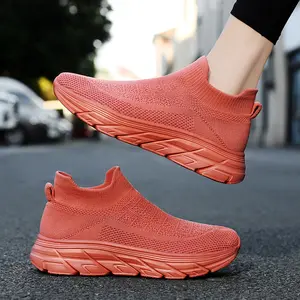 FEELACES Women's Slip-On Walking Shoes - Fashionable Sports Sneakers with Lightweight Non-Slip Soles for Casual Travel and Work, Knitted Slip-On Design & Chunky Platform Sole