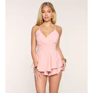 Flirty Moment Lace Back Skater Romper
