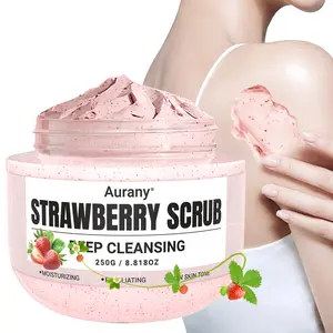 Strawberry Scrub for Knees, Elbows, Back, Thigh Base, Body Scrub, Body Scrub for Deep Cleansing, Moisturizing Skin,Thick Frosted Texture , Subjects Experience Clean Skin with Silky Soft Finish,Suitable for All Skin Types, Body Care, 250g