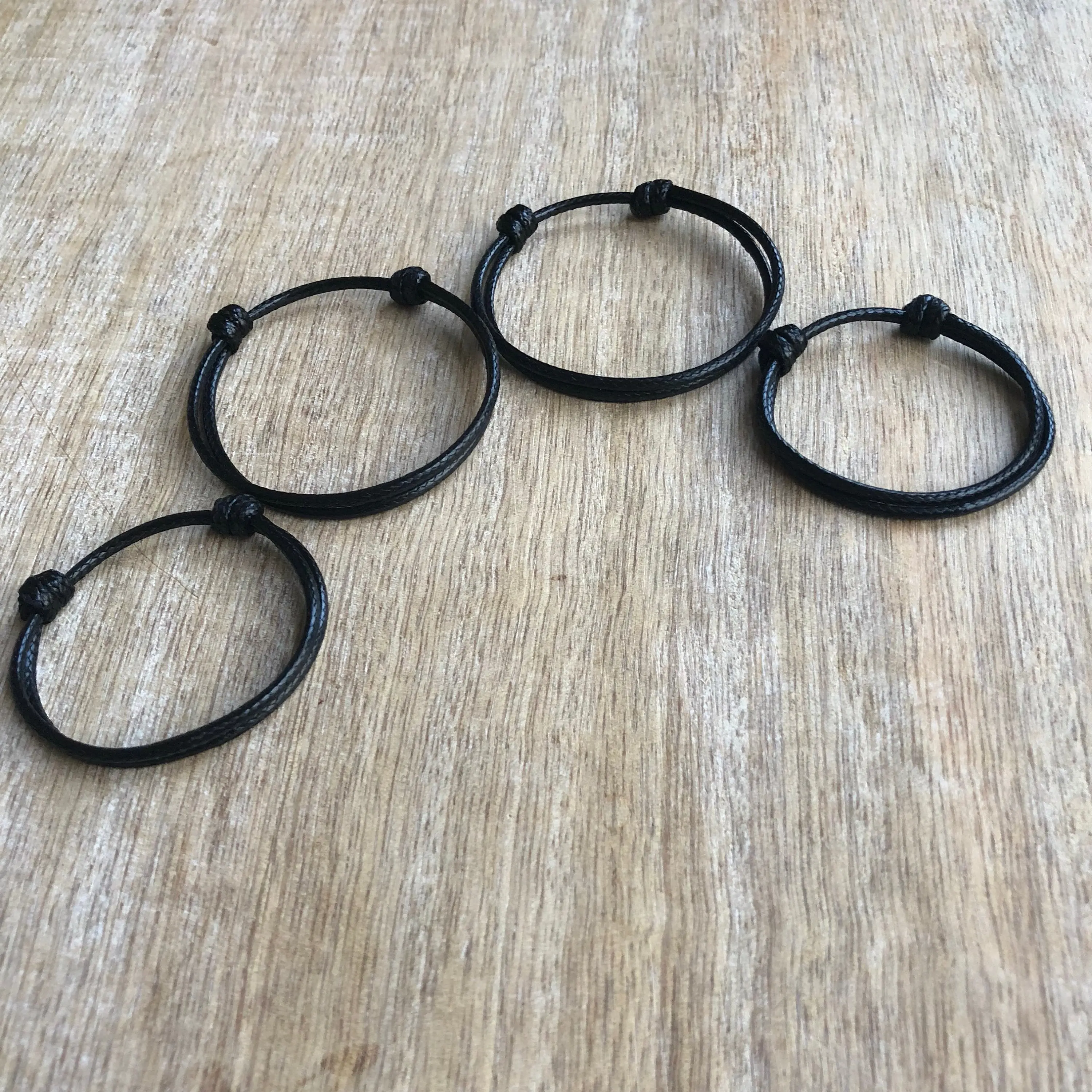 Family Matching Bracelets, 2mm, Black Simple Cord