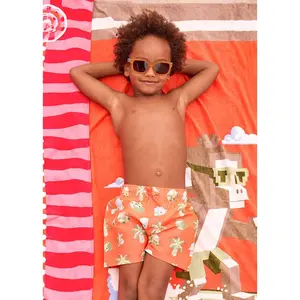 Mayoral Boys Orange Pixel Gaming Swim Trunks