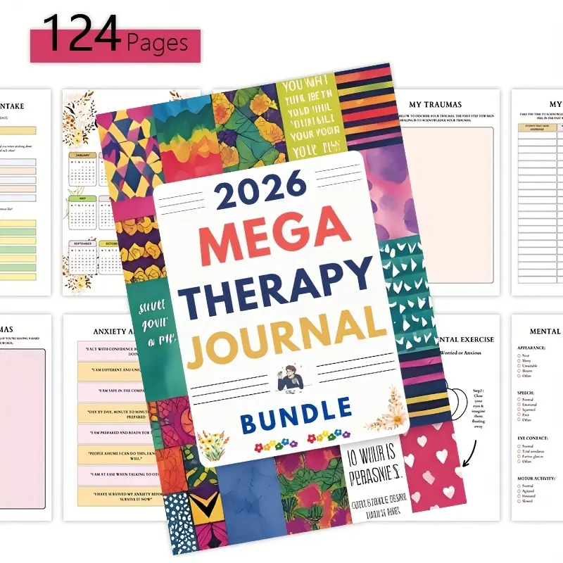 2026 Mental Health Journal, Therapeutic Journal, Super Healing Magazine, Trauma Practice, Trauma Exercises, Emotion Tracker, Emotional Expression, Self-Care Guide, Stress Relief Notebook, Mega Therapy Journal