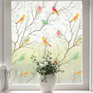 Window Privacy Film Stained Glass Window Clings 3D Rainbow Film for Glass Door Decorative Colorful Lattice Stickers Static Cling Sun Blocking Coverings for Home floral  pattern  window  film rainbow window privacy film