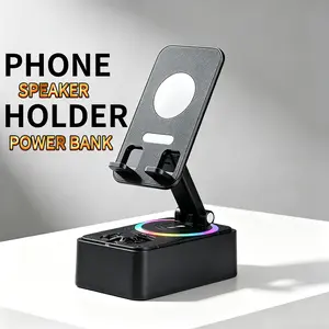 Multifunctional 360 °   Foldable Phone & Tablet Stand, Built-in Bluetooth Speaker, RGB Ambient Light & Power Bank, Universal Holder for iPhone, Android Devices, Perfect Father's Day & Summer Gift