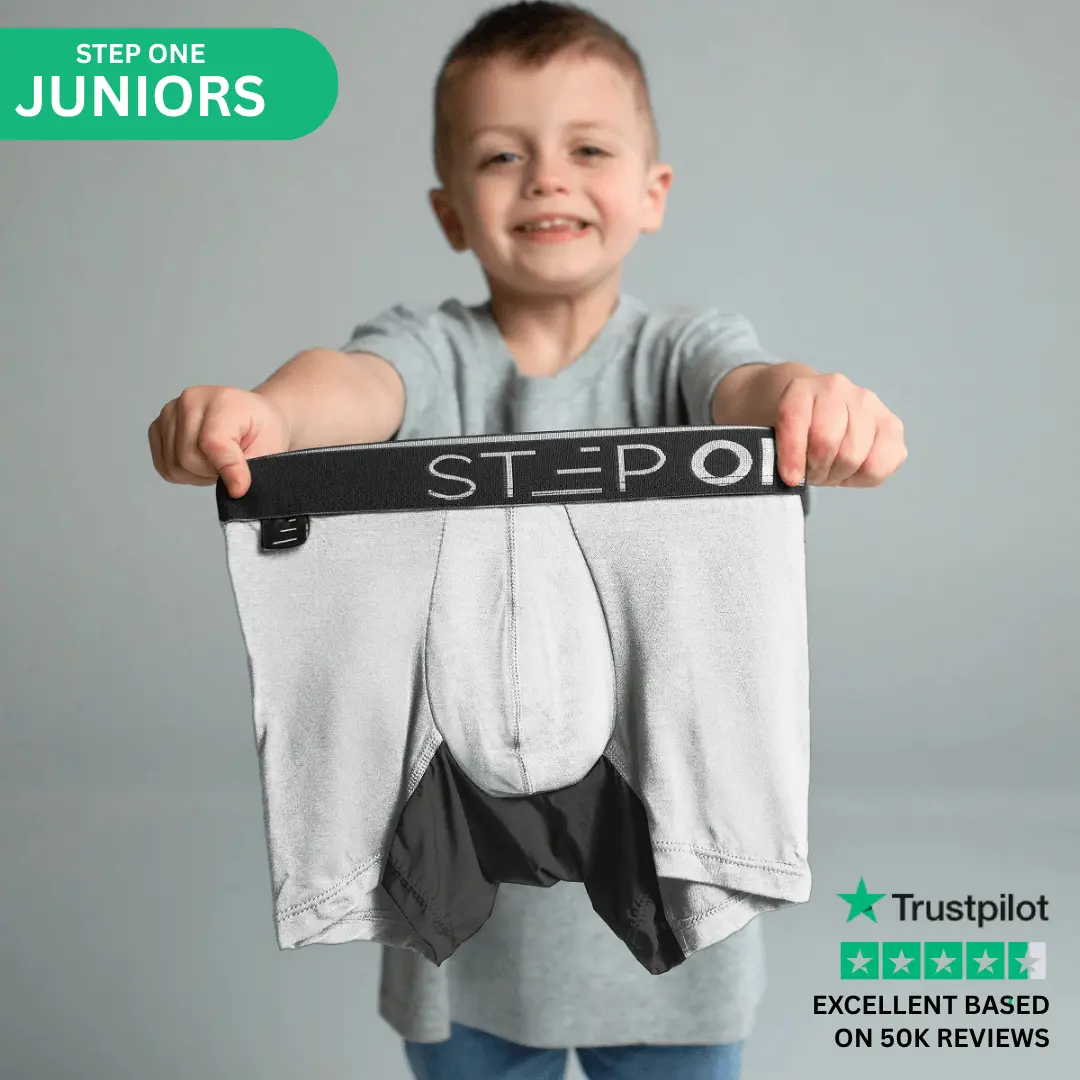 Step One Junior Trunk - Snow Worries, Anti-Chafe, Breathable Bamboo Fabric, UltraGlyde Panels, Hidden Elastic Pouch, Premium Underwear, Athletic Daily wear