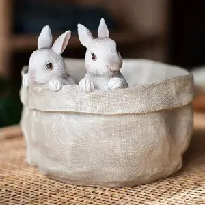 Cute Resin Rabbit Planter, Home Garden Decor, Perfect for Spring Summer Gifts, Ideal for Gardens or Balconies, Daily Use