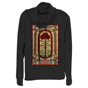Juniors Womens Stranger Things The Rose of Life Cowl Neck Sweatshirt