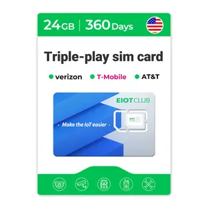 24GB 360Days Prepaid SiM Card TriplePlay- Supports Verizon, AT&T, T-Mobile for Security, Trail Cameras, Unlocked loT Devices, Smartphone, Multi-size