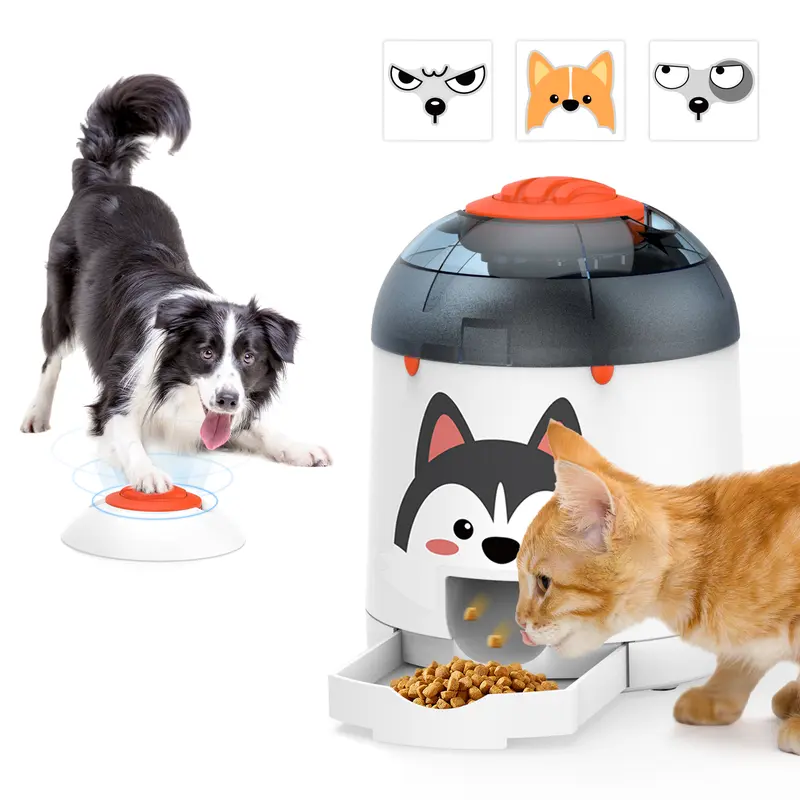 Potaroma Pet Brain Game Feeder - Electronic Rechargeable Remote Control Feeder, Push Button Dispensing, 280ml Capacity for Dogs, Adjustable Feeding, Kibble Flow Control, Paw Coordination Building, Customizable DIY Sticker, All Breeds, Festive Day Use