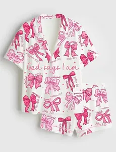 God Says I Am Coquette Satin Pajamas, Bible Verse Christmas Pajamas Set, Christian Button Down Pajamas, Women Loungewear