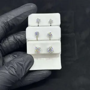 Moissanite Earrings Stud with Sterling Silver Passes Diamond Tester with Screw Back