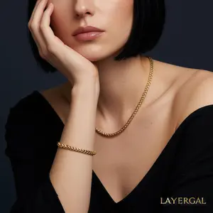 LG048 Golden Link Harmony set necklace/bracelet
