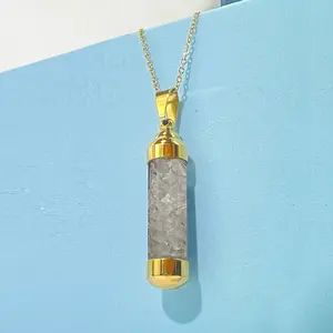 Boho Clear Quartz Stone Perfume Necklace | Chakra Cleansing Talisman | Boost Focus & Wealth #HealingCrystalJewelry #CrystalPerfumeBottle